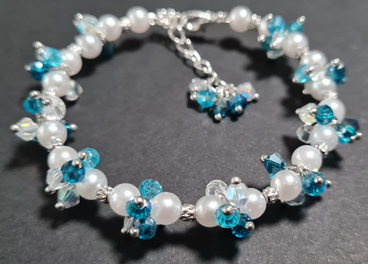 Bracciale a grappolo Perle tonalità Acquamarina