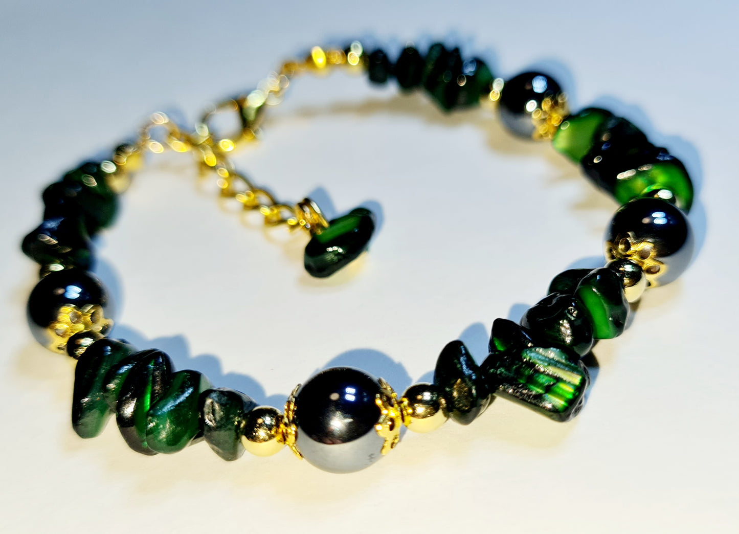 Bracciale di Avventurina verde e Perle di Ematite