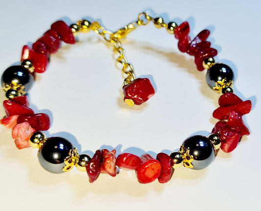 Bracciale di Diaspro rosso e Perle di Ematite