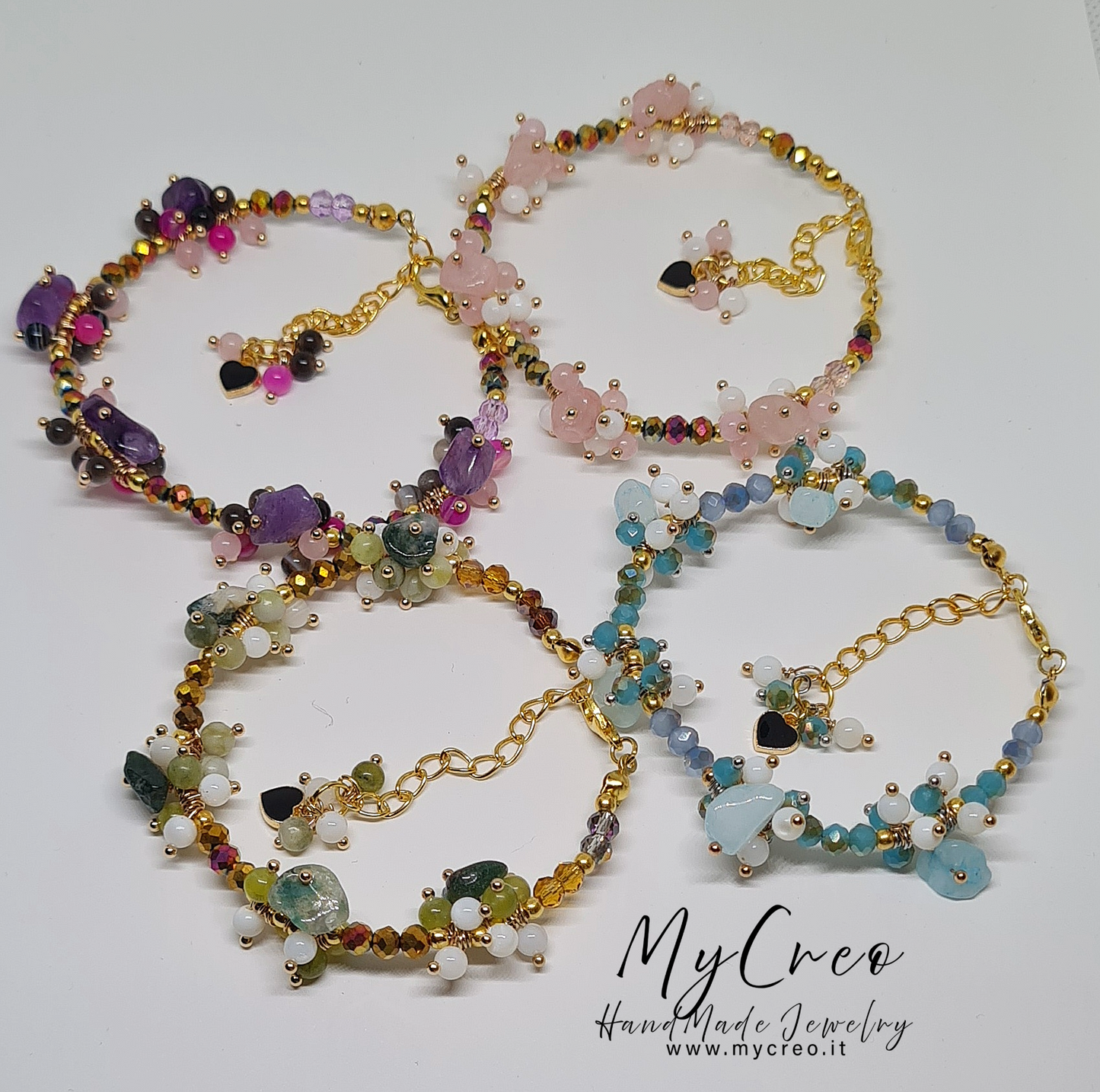 Bracciale Diaspro Acquamarina e Perle di Conchiglia naturale