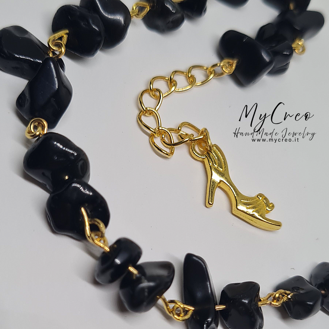 Bracciale morbido con Scaglie doppie di ossidiana nera