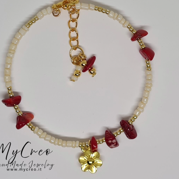 Bracciale rigido con scaglie di Diaspro Rosso Corallo