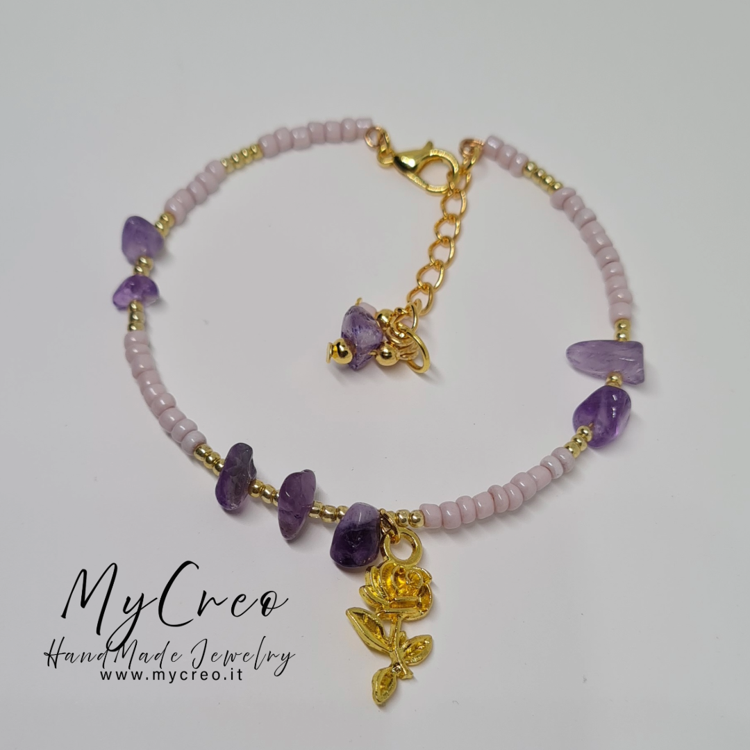 Bracciale rigido con scaglie di Ametista