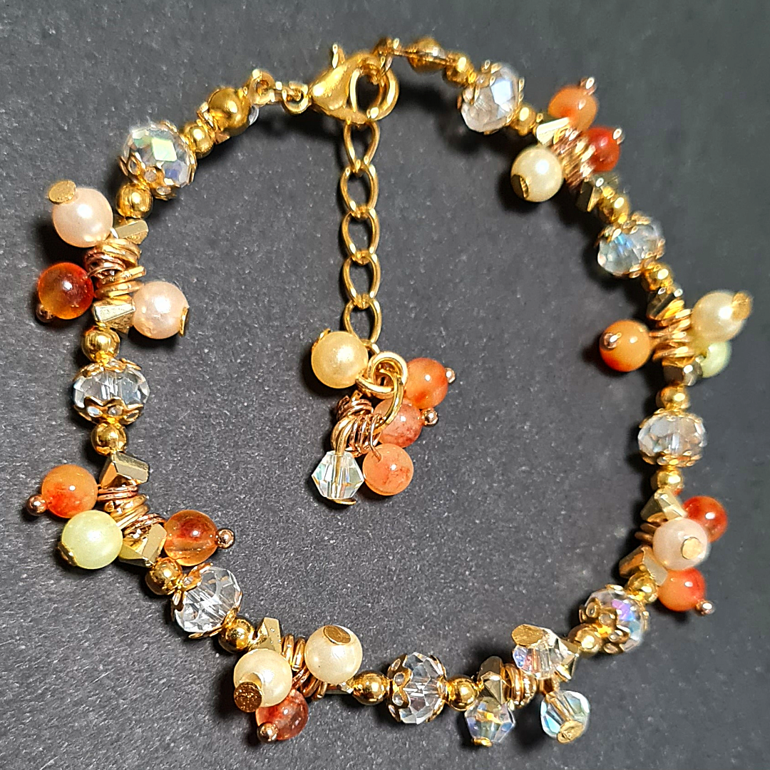 Bracciale a grappolo di Cristalli tonalità MarrorAmbrato