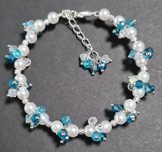 Bracciale a grappolo Perle tonalità Acquamarina
