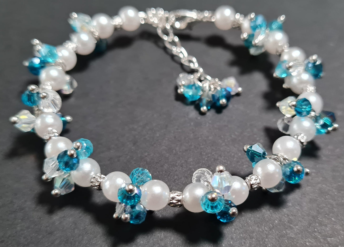 Bracciale a grappolo Perle tonalità Acquamarina