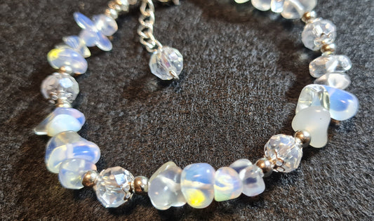 Bracciale di Quarzo trasparente e Perle simil Swarovski