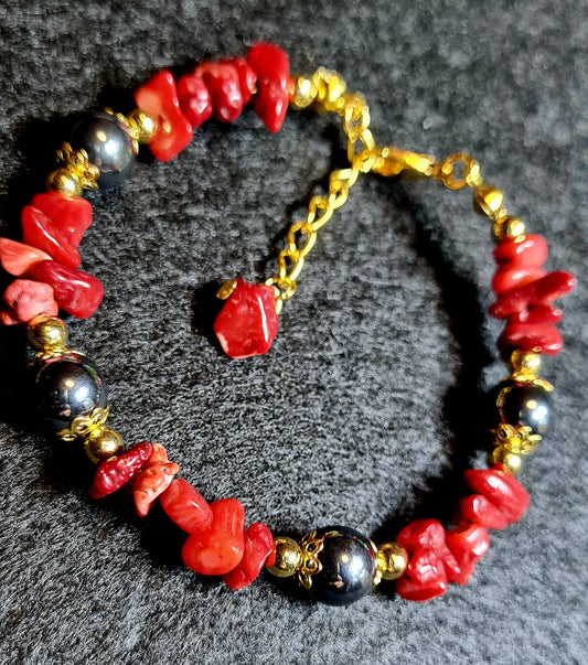 Bracciale di Diaspro rosso e Perle di Ematite