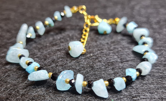 Bracciale di Gemme di acquamarina e cristalli
