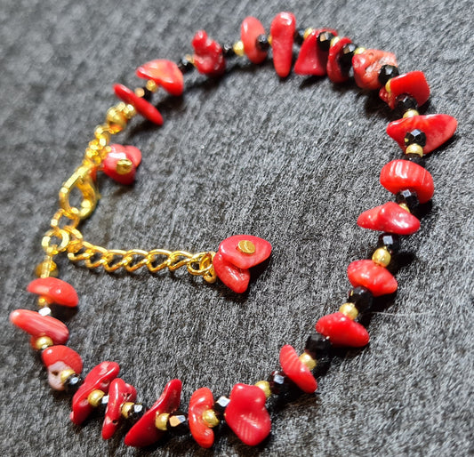 Bracciale di Diaspro rosso e cristalli