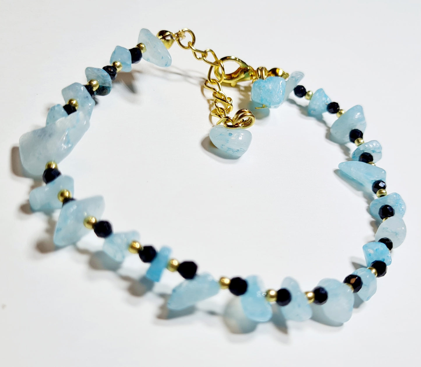 Bracciale di Gemme di acquamarina e cristalli