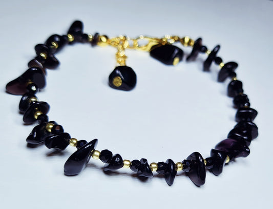 Bracciale di Ossidiana nera e cristalli