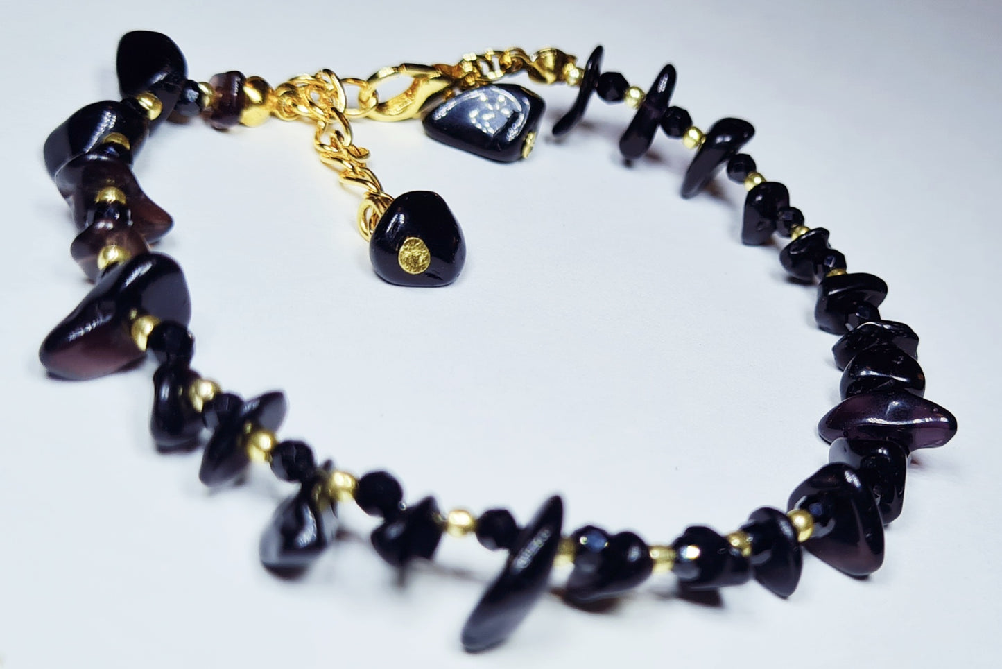 Bracciale di Ossidiana nera e cristalli