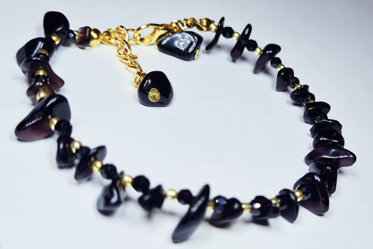 Bracciale di Ossidiana nera e cristalli