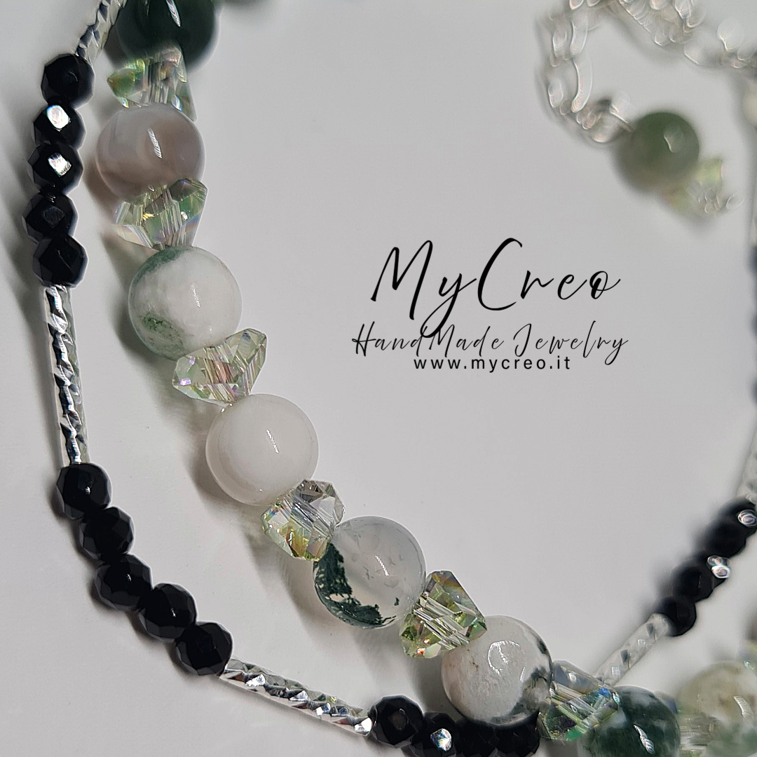 Bracciale doppio semirigido con Perle di Agata a grana d'albero