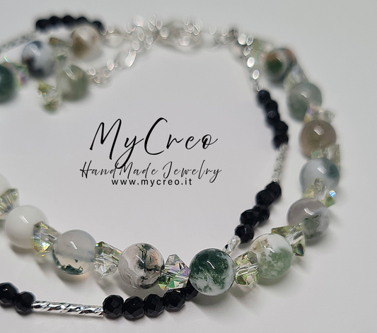 Bracciale doppio semirigido con Perle di Agata a grana d'albero