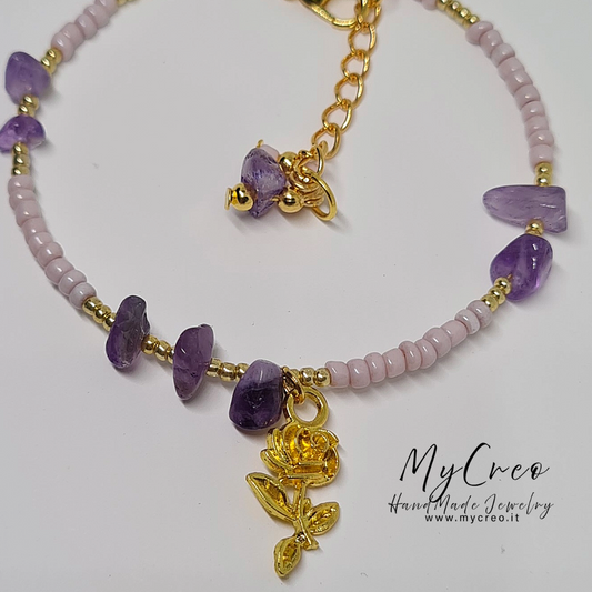 Bracciale rigido con scaglie di Ametista