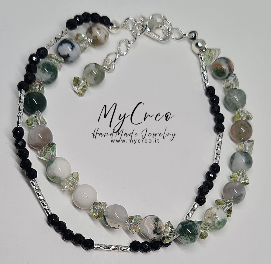 Bracciale doppio semirigido con Perle di Agata a grana d'albero