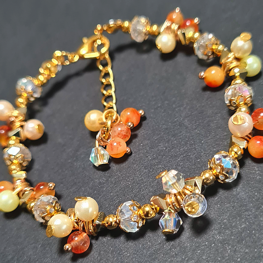 Bracciale a grappolo di Cristalli tonalità MarrorAmbrato