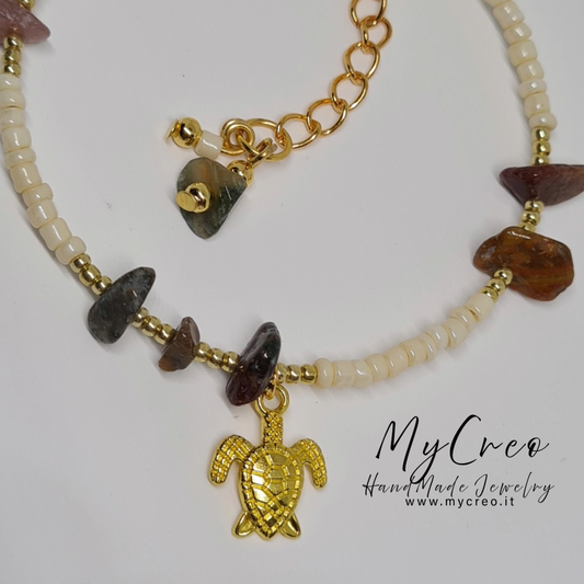 Bracciale rigido con scaglie di agata colorata Terra