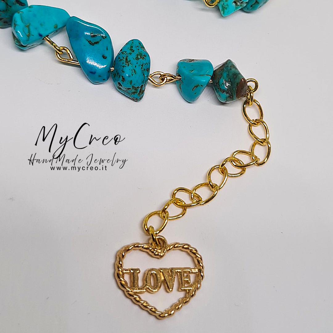 Bracciale morbido con Scaglie di Diaspro doppio Turchese