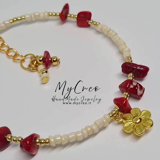 Bracciale rigido con scaglie di Diaspro Rosso Corallo