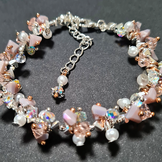 Bracciale a grappolo di Cristallo Rosa Iridescenti