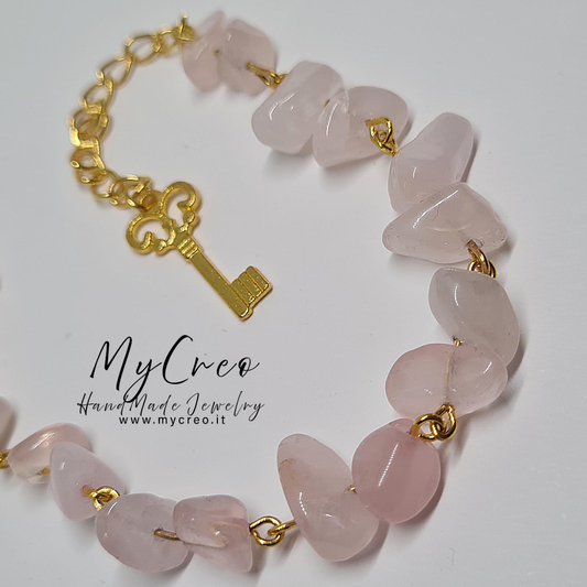 Bracciale morbido con Scaglie doppie di quarzo Rosa