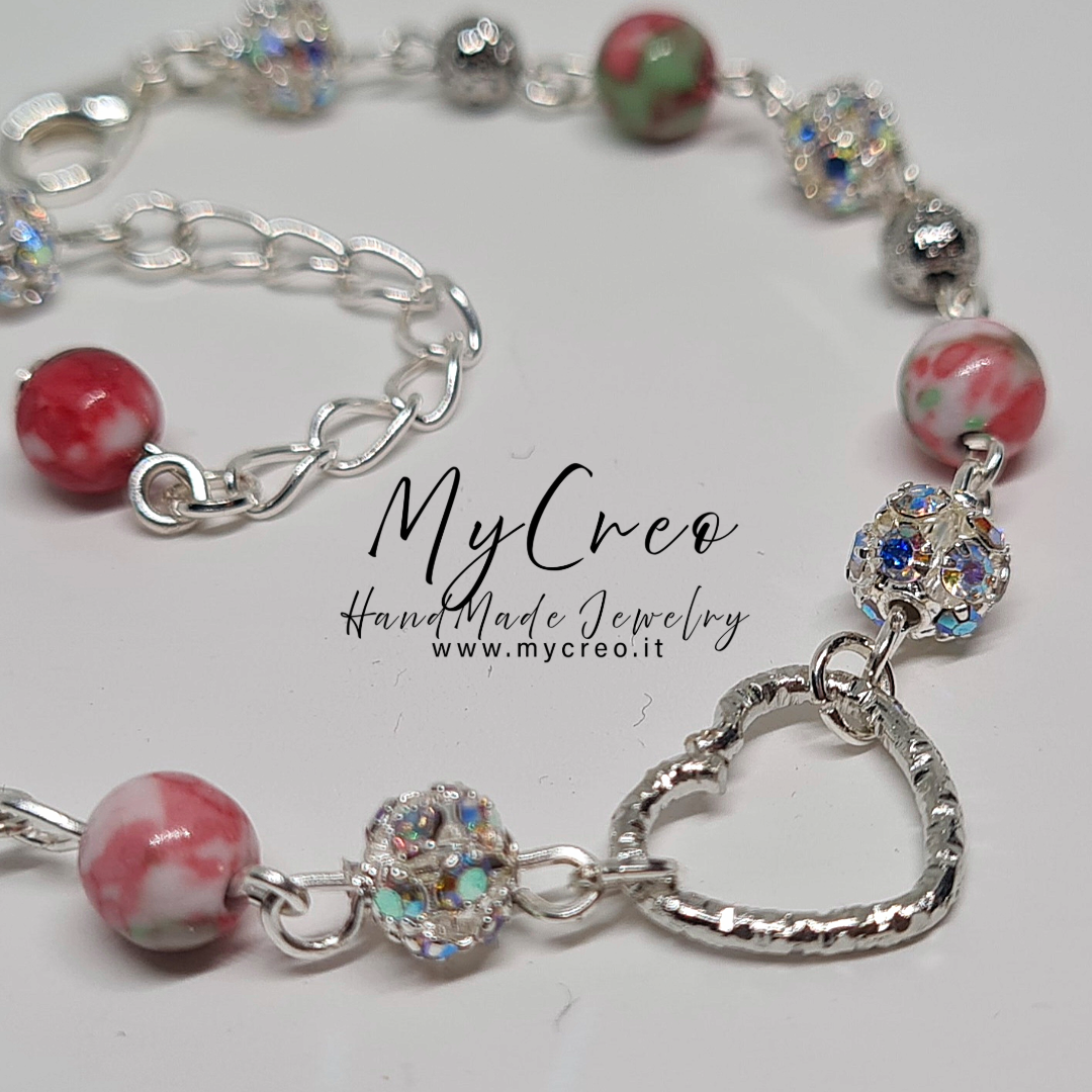 Bracciale morbido con Perle di agata colorata e pietra lavica