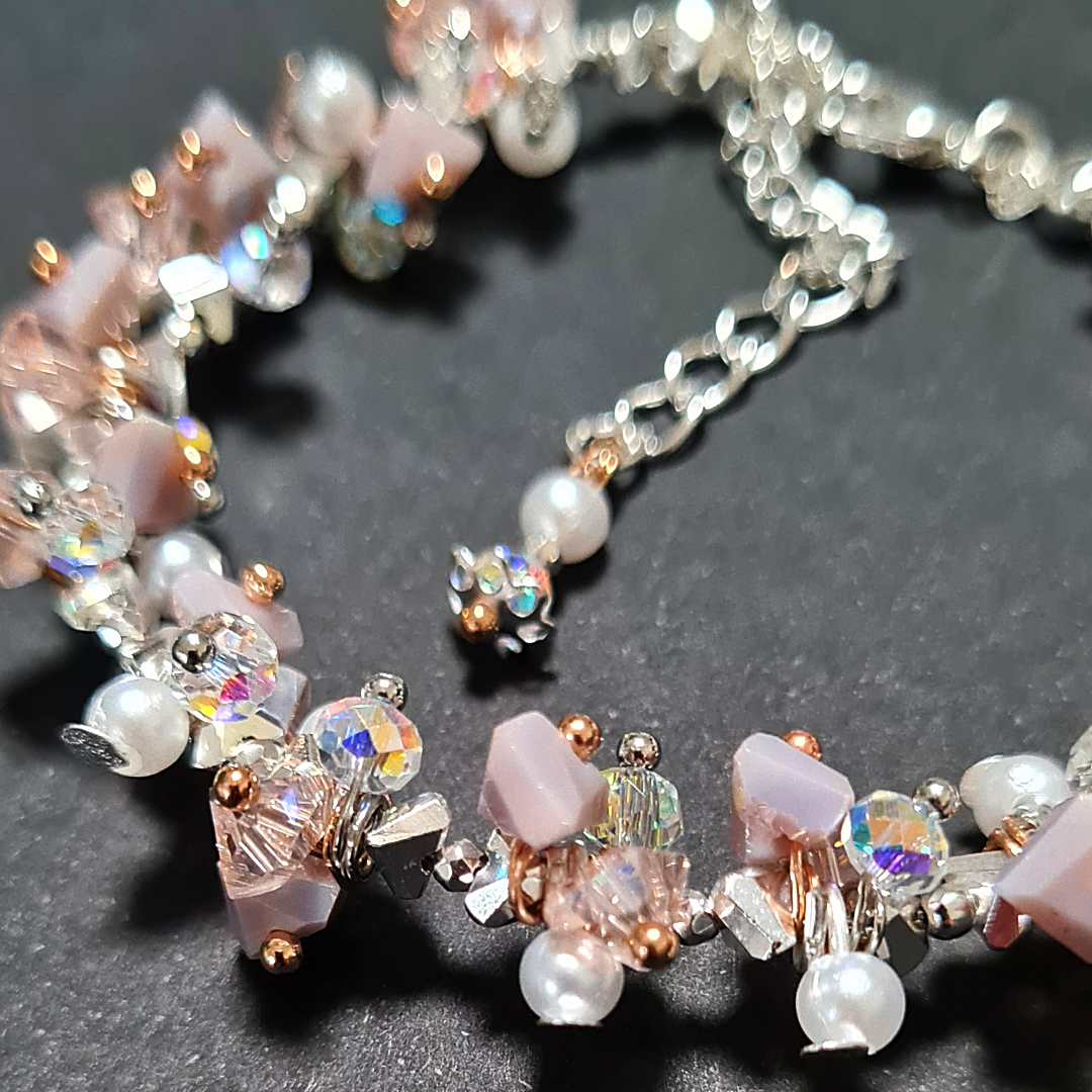 Bracciale a grappolo di Cristallo Rosa Iridescenti