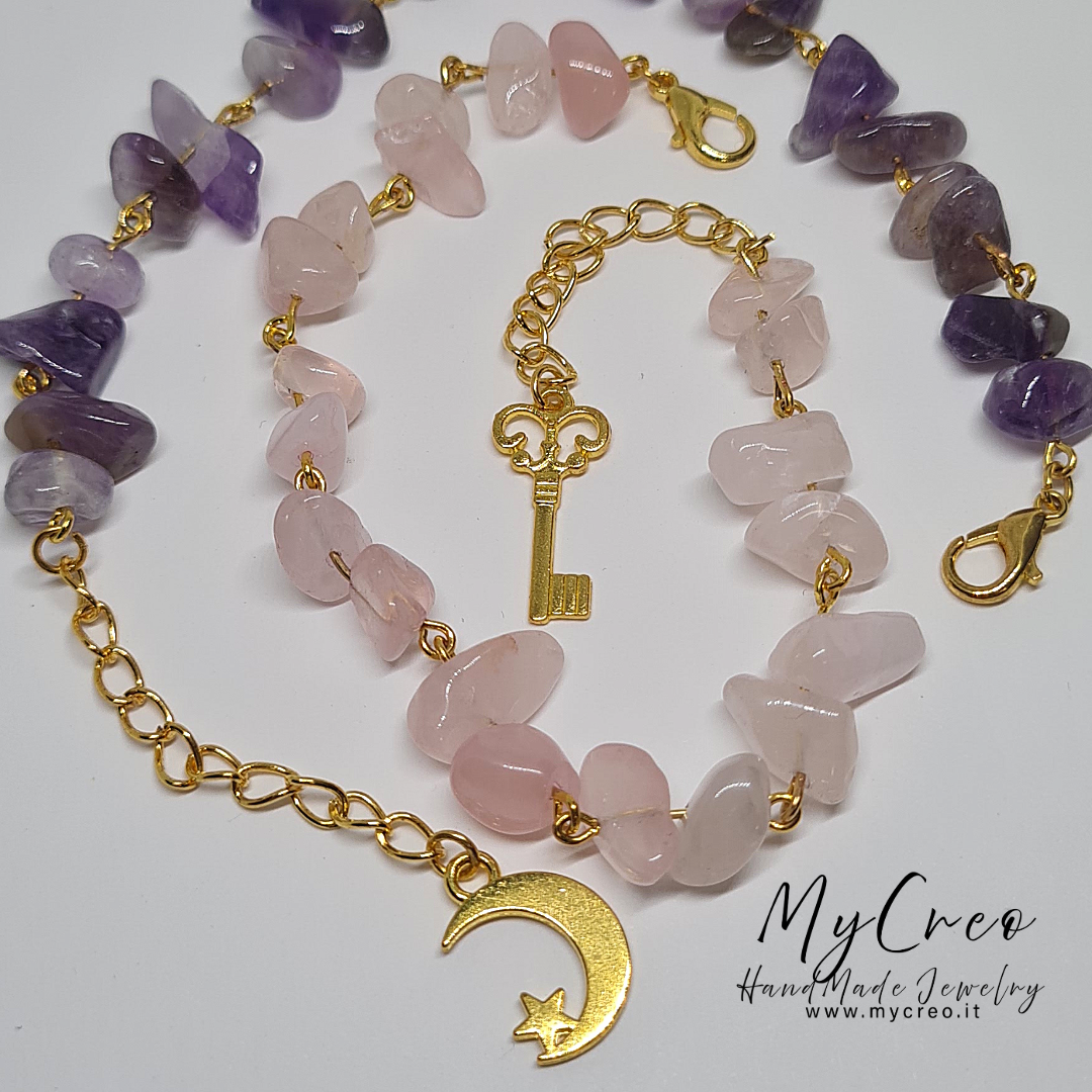 Bracciale morbido con Scaglie doppie di quarzo Rosa