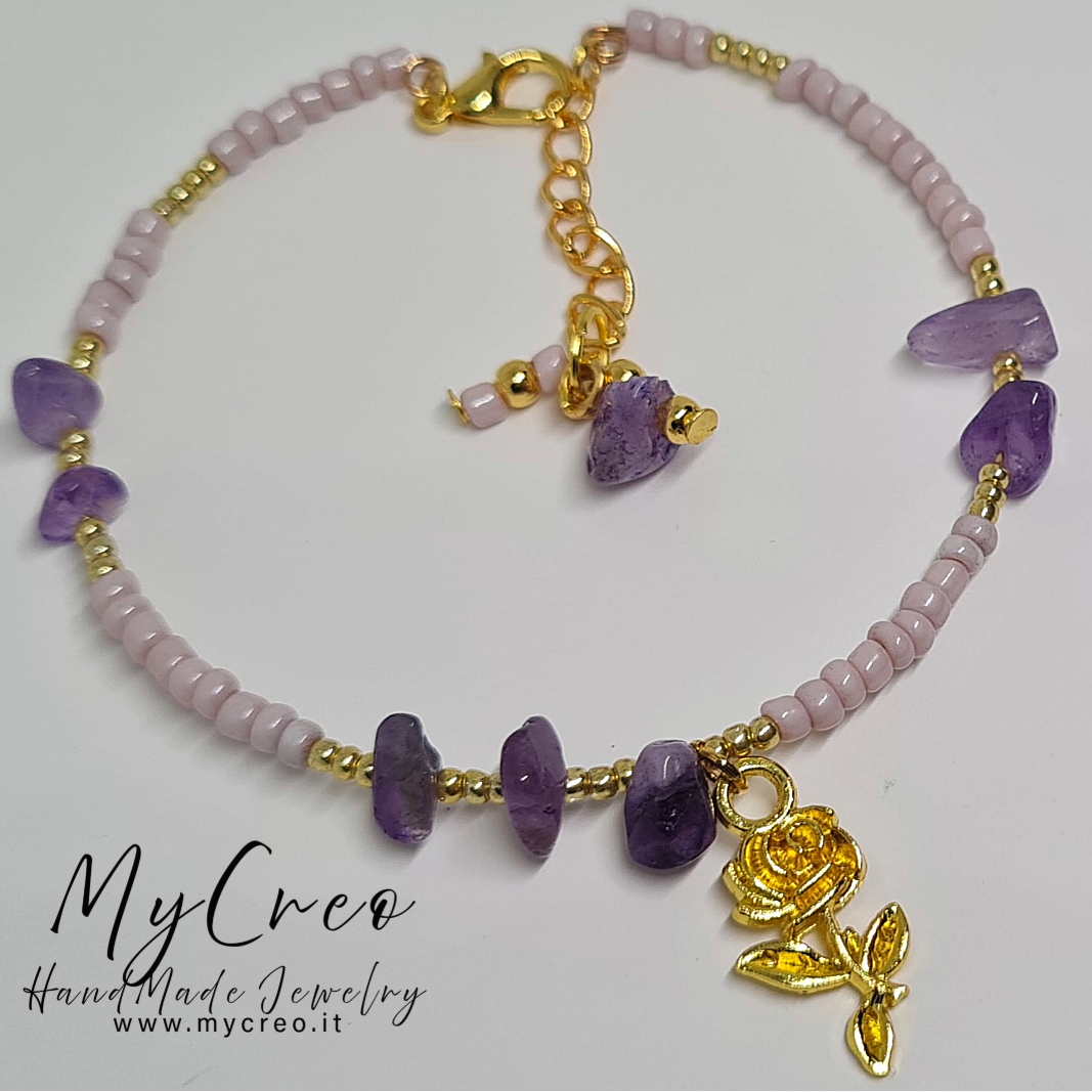 Bracciale rigido con scaglie di Ametista