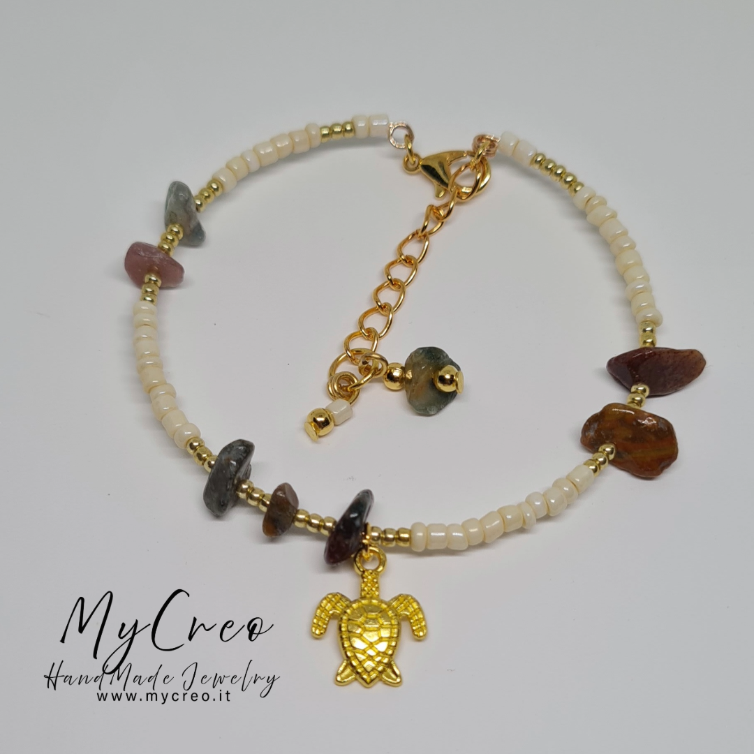 Bracciale rigido con scaglie di agata colorata Terra