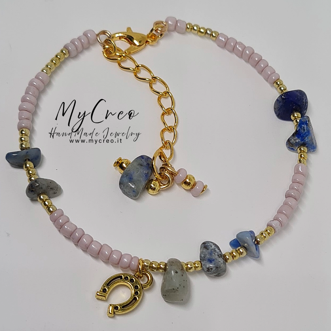 Bracciale rigido con scaglie di agata colorata Blu Oceano