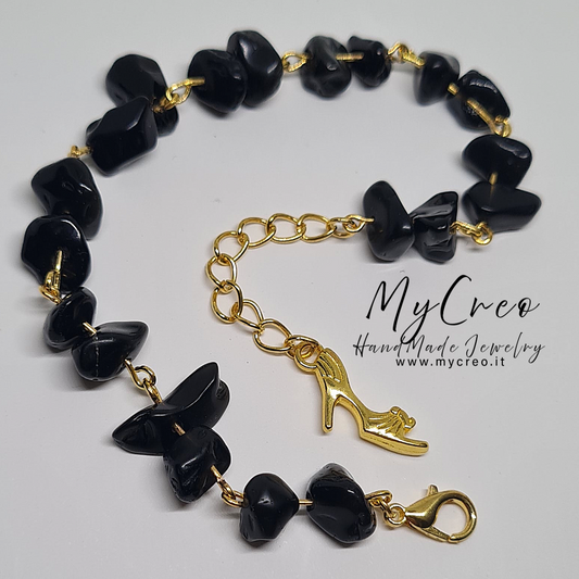 Bracciale morbido con Scaglie doppie di ossidiana nera