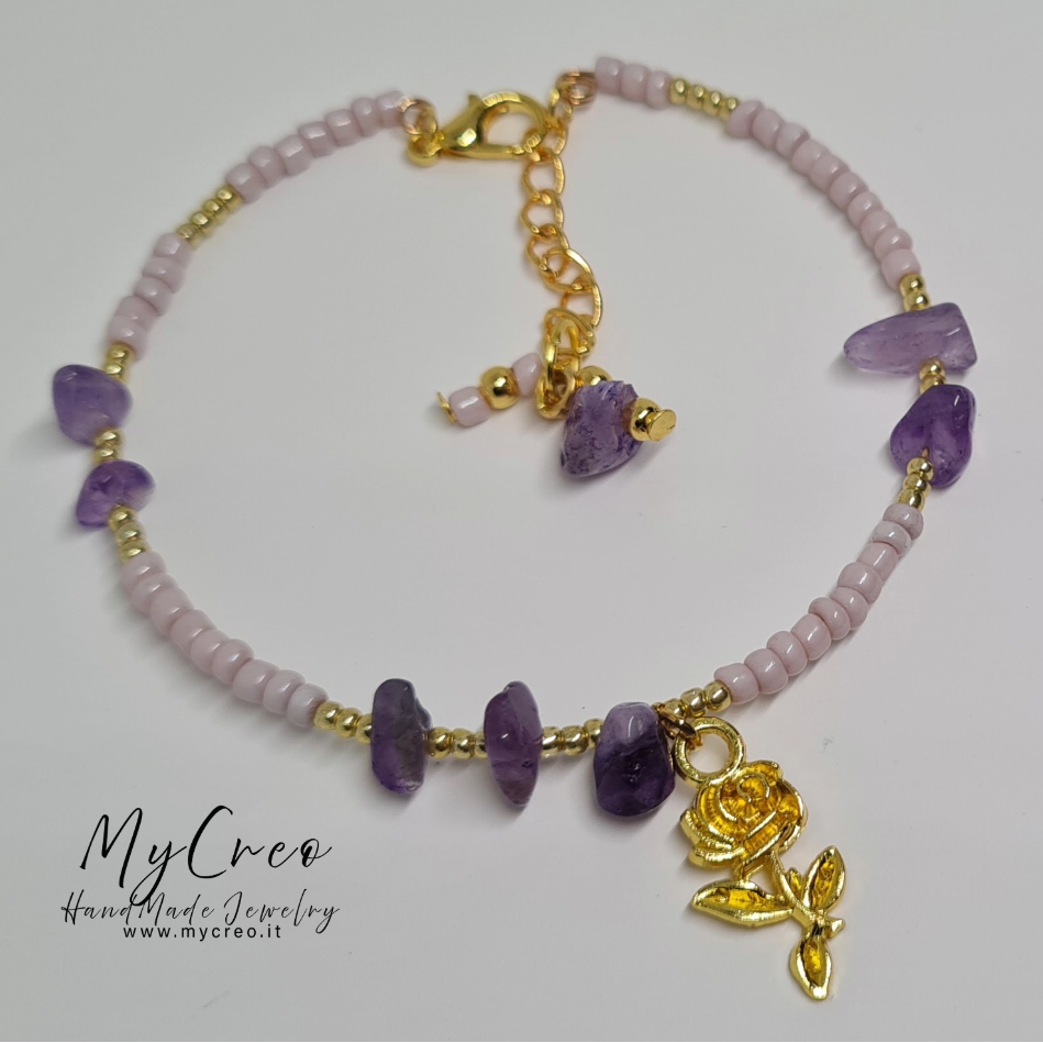 Bracciale rigido con scaglie di Ametista