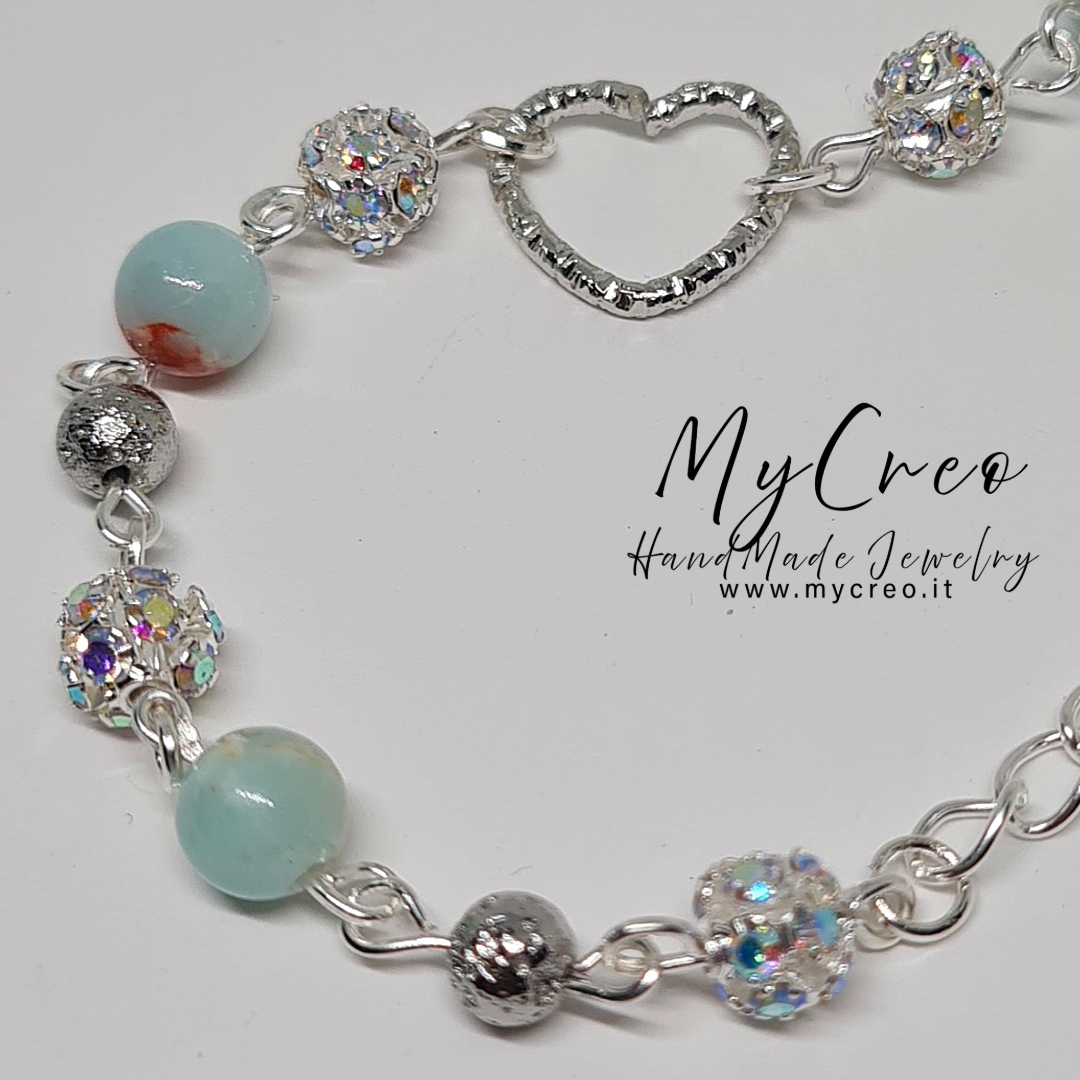 Bracciale morbido con Perle di agata colorata e pietra lavica