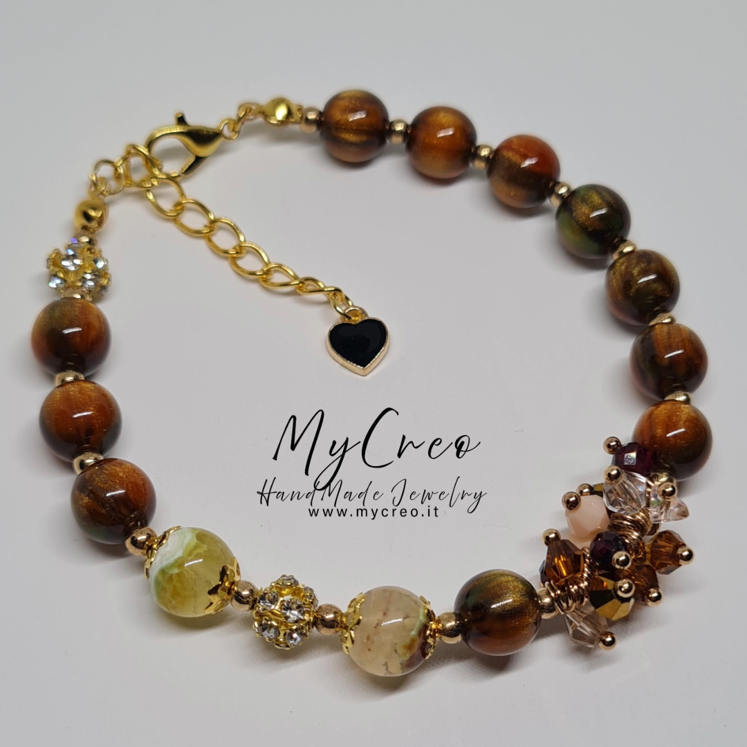 Bracciale semirigido Ambra con perle di Agata verde ghiaccio