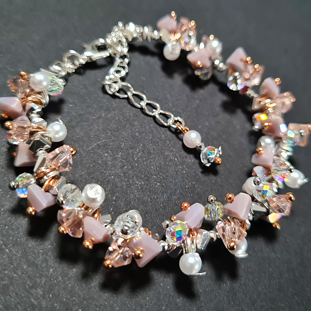 Bracciale a grappolo di Cristallo Rosa Iridescenti