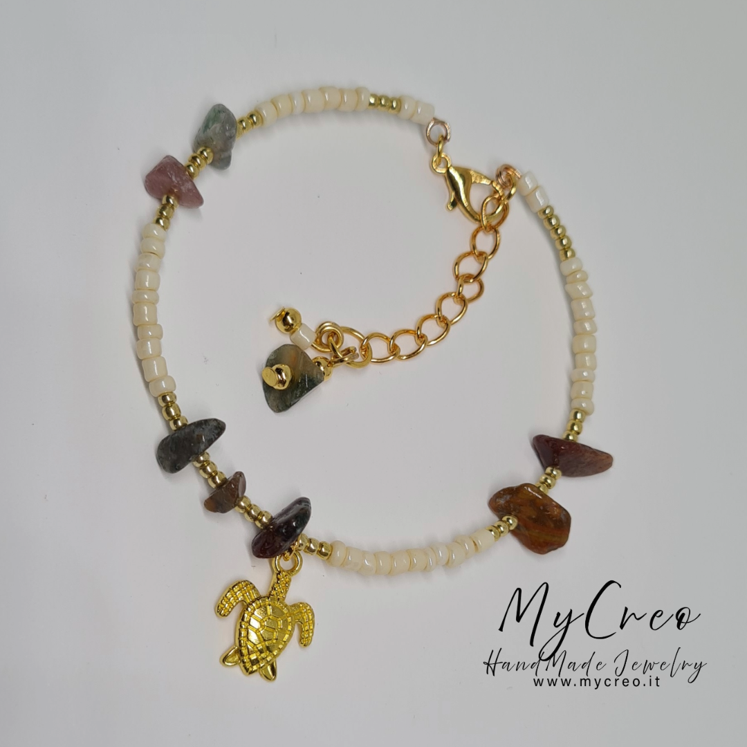 Bracciale rigido con scaglie di agata colorata Terra