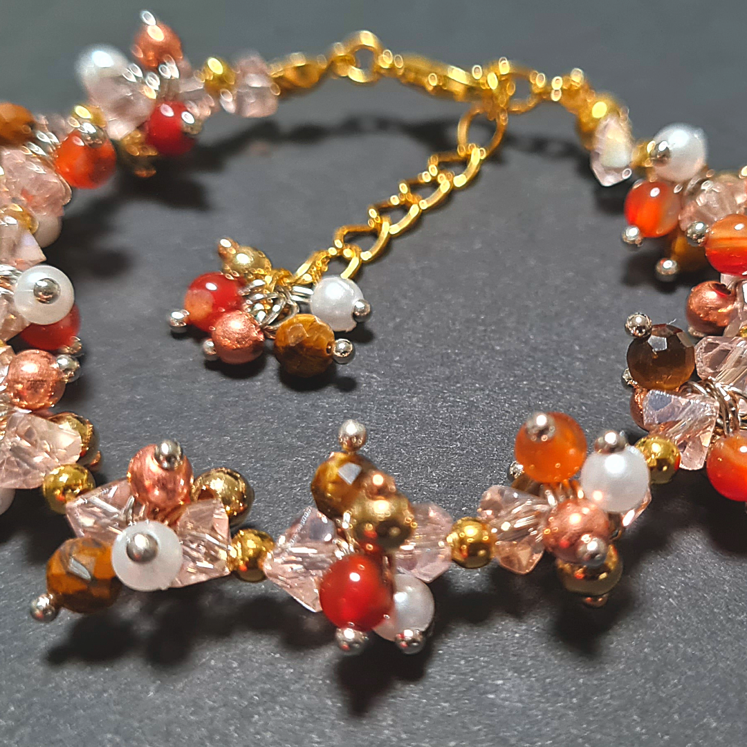 Bracciale a grappolo tonalità MarronAmbrato