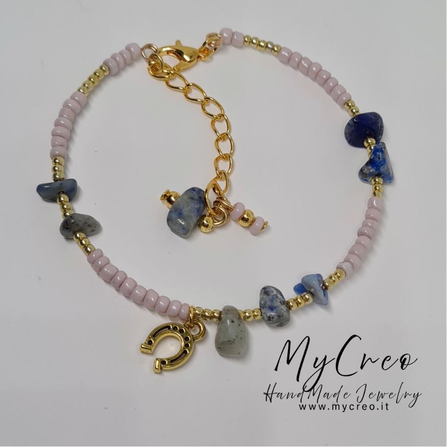 Bracciale rigido con scaglie di agata colorata Blu Oceano