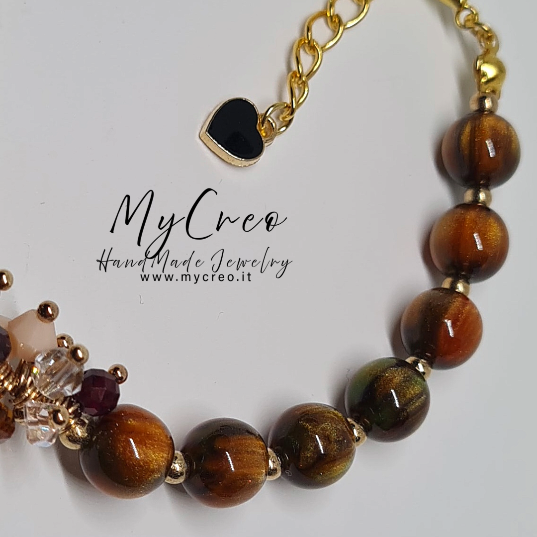 Bracciale semirigido Ambra con perle di Agata verde ghiaccio