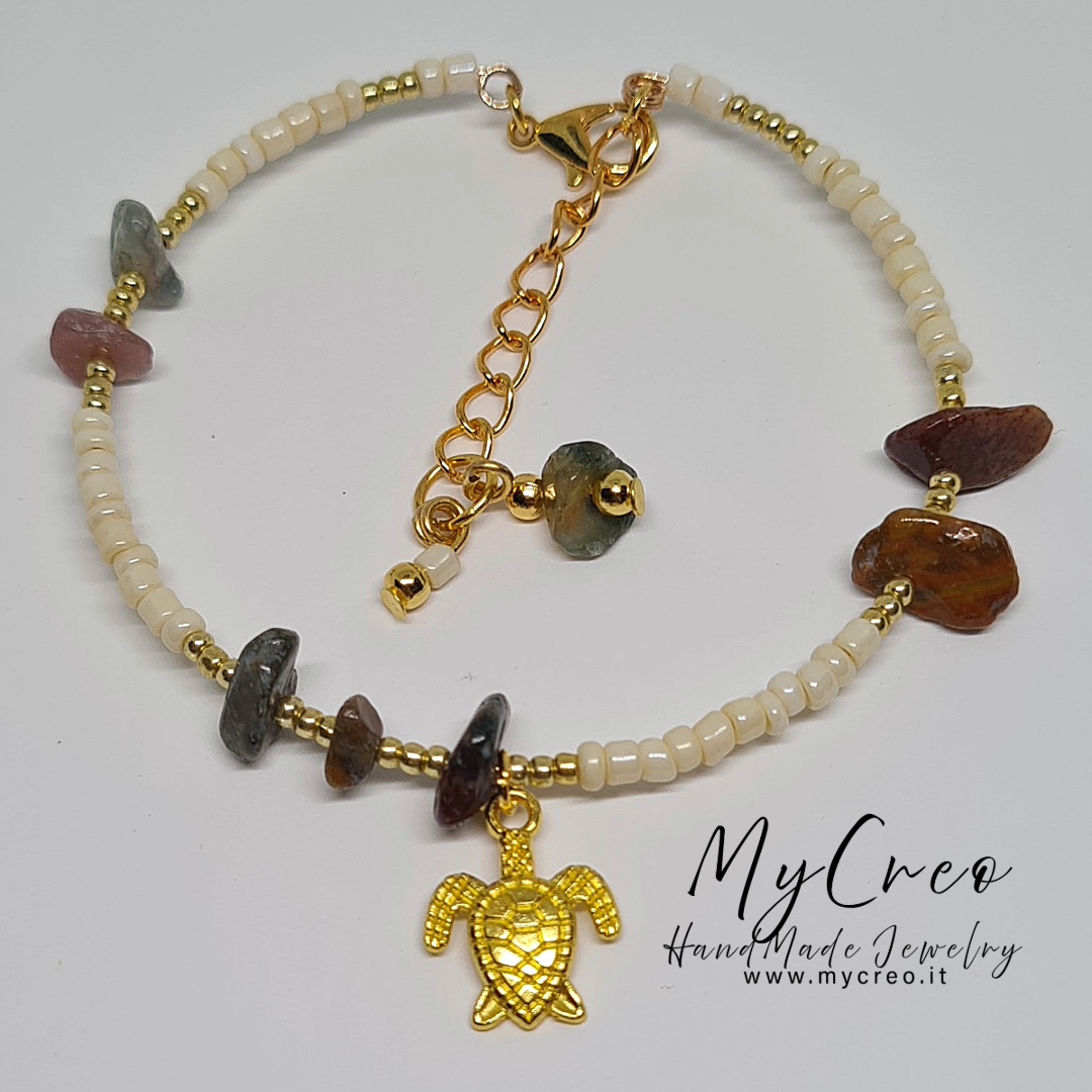 Bracciale rigido con scaglie di agata colorata Terra