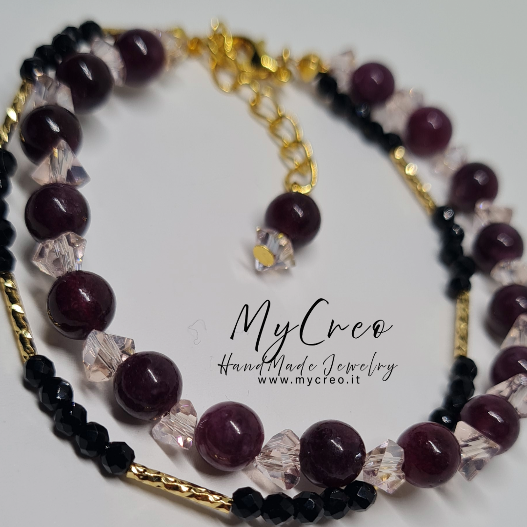 Bracciale doppio semirigido con Perle di Granato