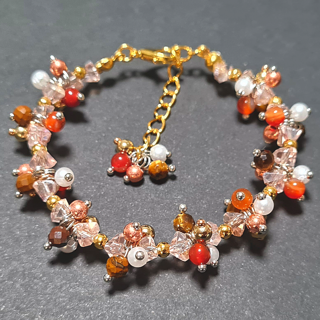 Bracciale a grappolo tonalità MarronAmbrato