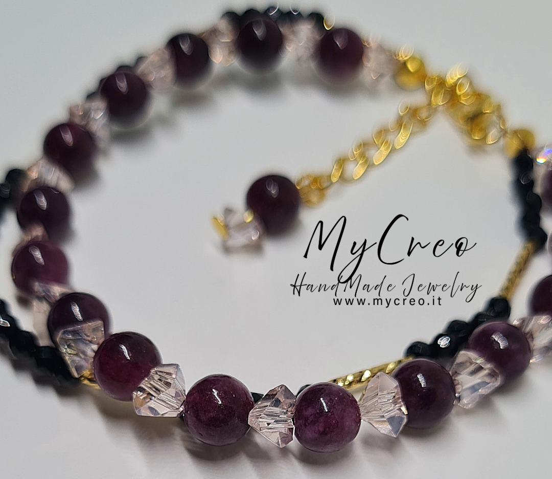 Bracciale doppio semirigido con Perle di Granato