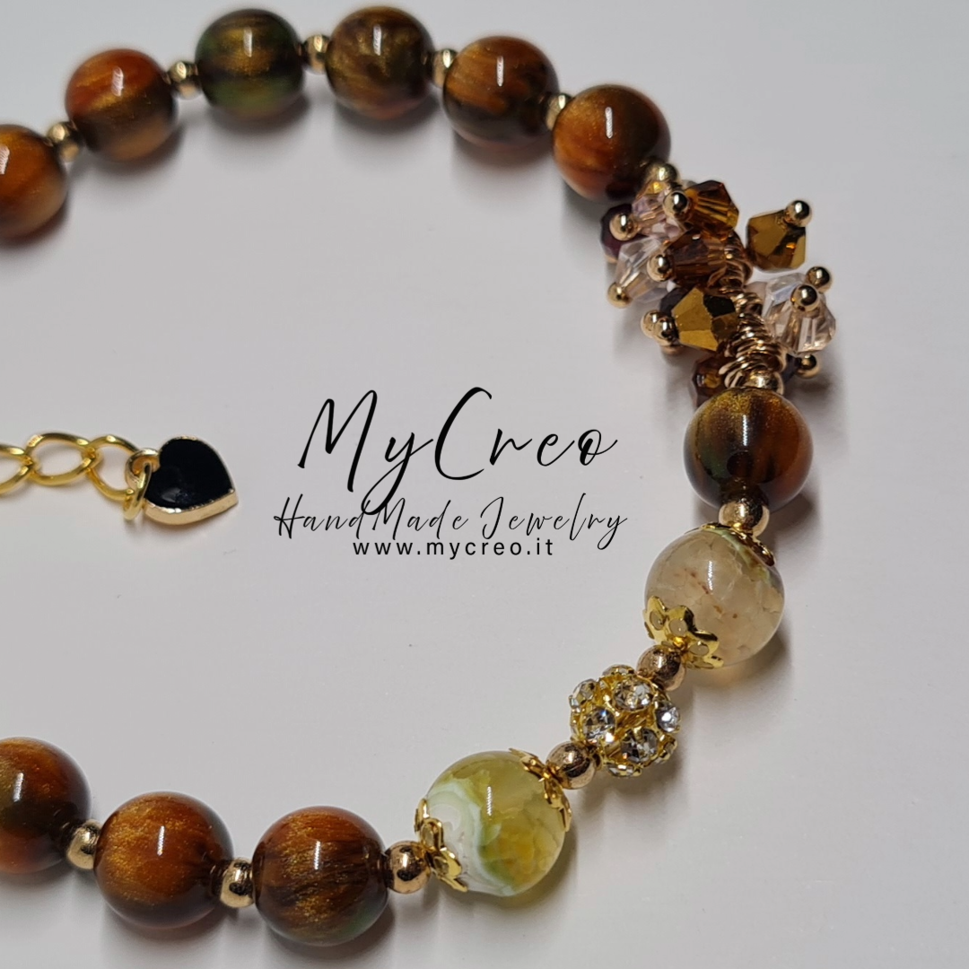 Bracciale semirigido Ambra con perle di Agata verde ghiaccio