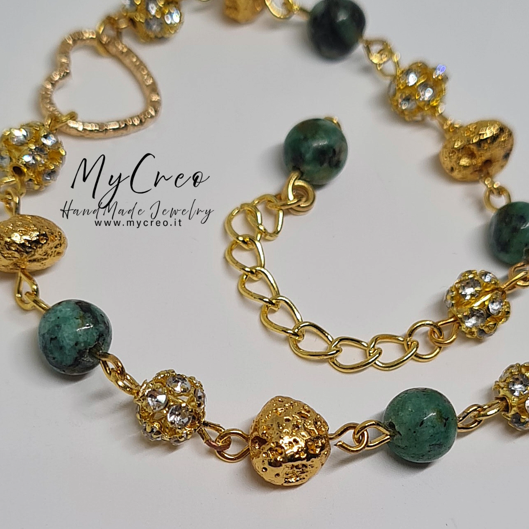 Bracciale morbido con Perle di agata colorata e pietra lavica