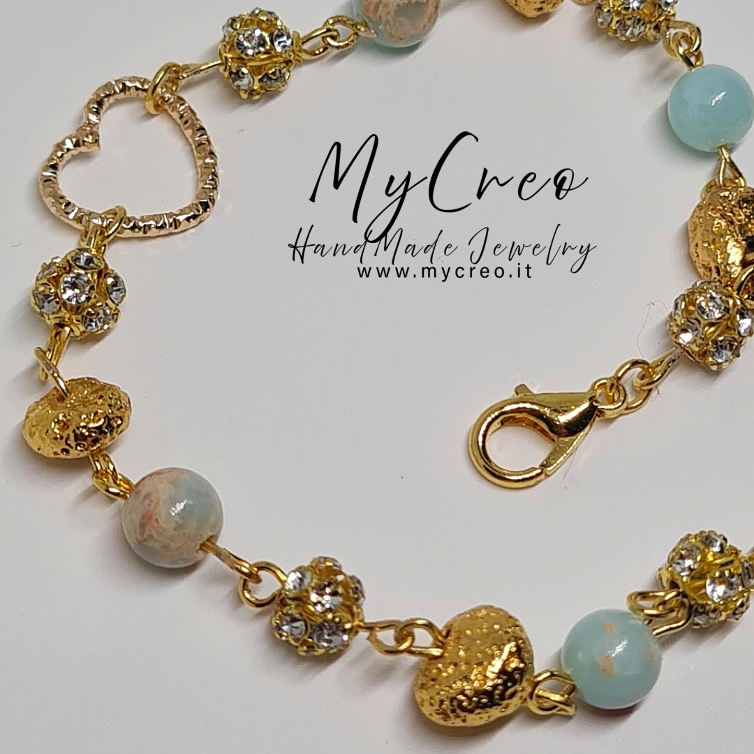 Bracciale morbido con Perle di agata colorata e pietra lavica